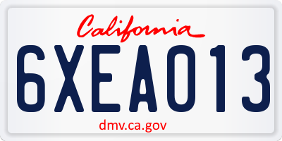 CA license plate 6XEA013