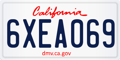 CA license plate 6XEA069