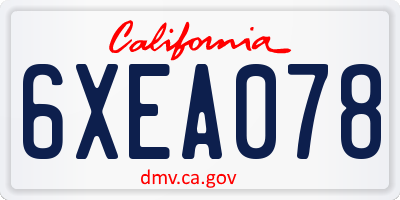 CA license plate 6XEA078