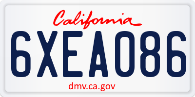 CA license plate 6XEA086