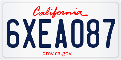 CA license plate 6XEA087