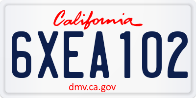 CA license plate 6XEA102