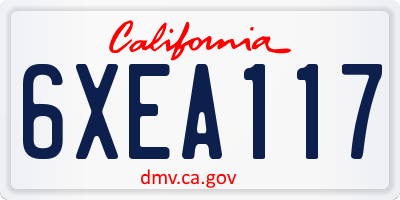 CA license plate 6XEA117