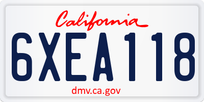 CA license plate 6XEA118
