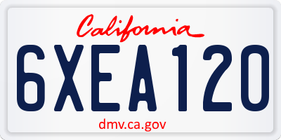 CA license plate 6XEA120