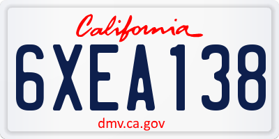 CA license plate 6XEA138