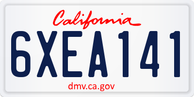 CA license plate 6XEA141