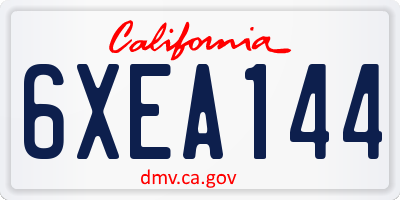 CA license plate 6XEA144