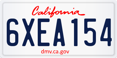 CA license plate 6XEA154