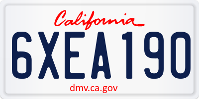 CA license plate 6XEA190