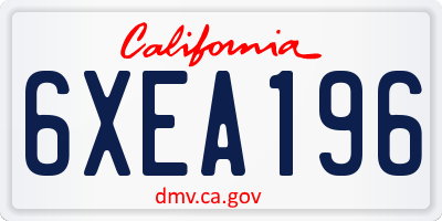 CA license plate 6XEA196