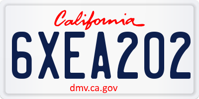 CA license plate 6XEA202
