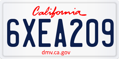 CA license plate 6XEA209