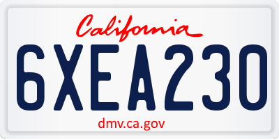 CA license plate 6XEA230