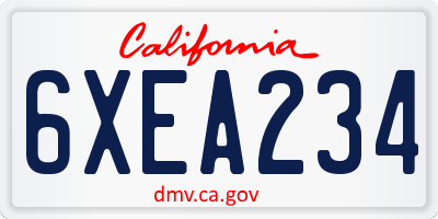 CA license plate 6XEA234