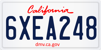 CA license plate 6XEA248