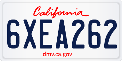 CA license plate 6XEA262