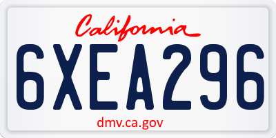 CA license plate 6XEA296