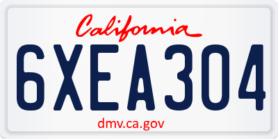 CA license plate 6XEA304