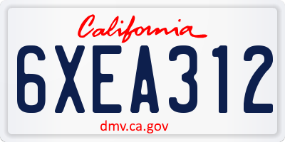 CA license plate 6XEA312