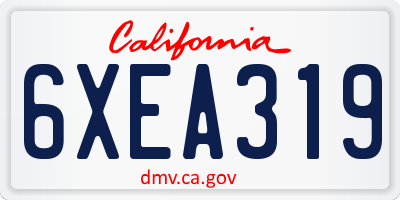 CA license plate 6XEA319
