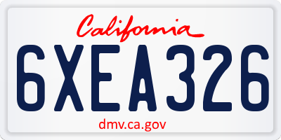CA license plate 6XEA326