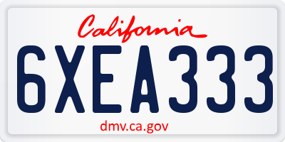 CA license plate 6XEA333