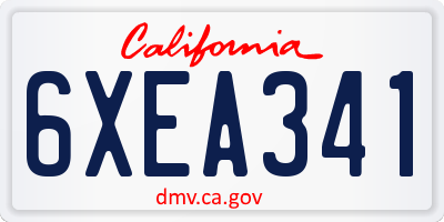 CA license plate 6XEA341