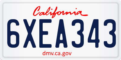 CA license plate 6XEA343