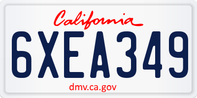 CA license plate 6XEA349