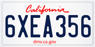 CA license plate 6XEA356