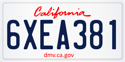 CA license plate 6XEA381