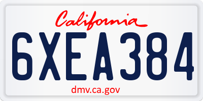 CA license plate 6XEA384