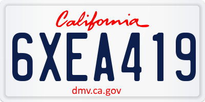 CA license plate 6XEA419