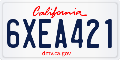 CA license plate 6XEA421