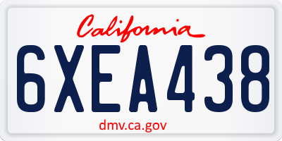 CA license plate 6XEA438