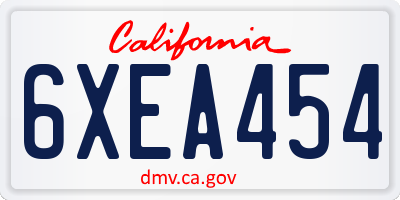 CA license plate 6XEA454