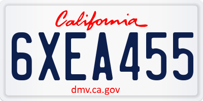 CA license plate 6XEA455