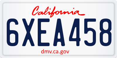CA license plate 6XEA458
