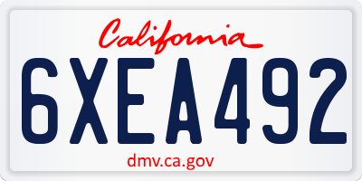 CA license plate 6XEA492