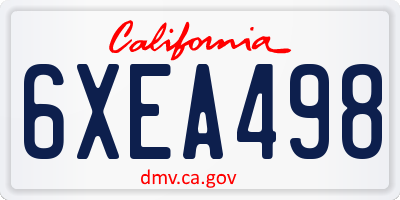CA license plate 6XEA498
