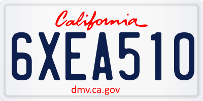 CA license plate 6XEA510