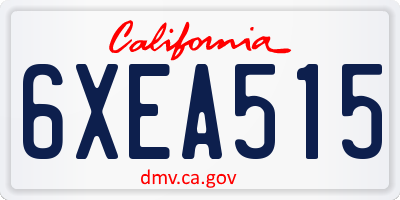 CA license plate 6XEA515