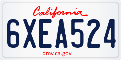 CA license plate 6XEA524