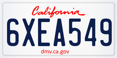 CA license plate 6XEA549
