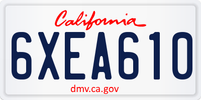 CA license plate 6XEA610