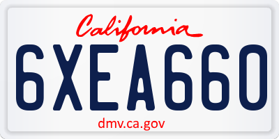 CA license plate 6XEA660