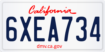 CA license plate 6XEA734
