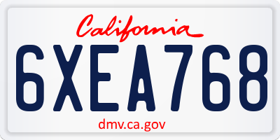 CA license plate 6XEA768
