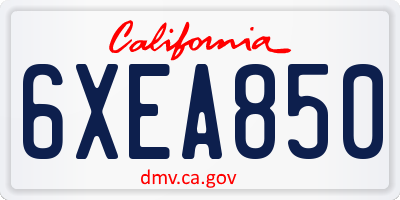 CA license plate 6XEA850